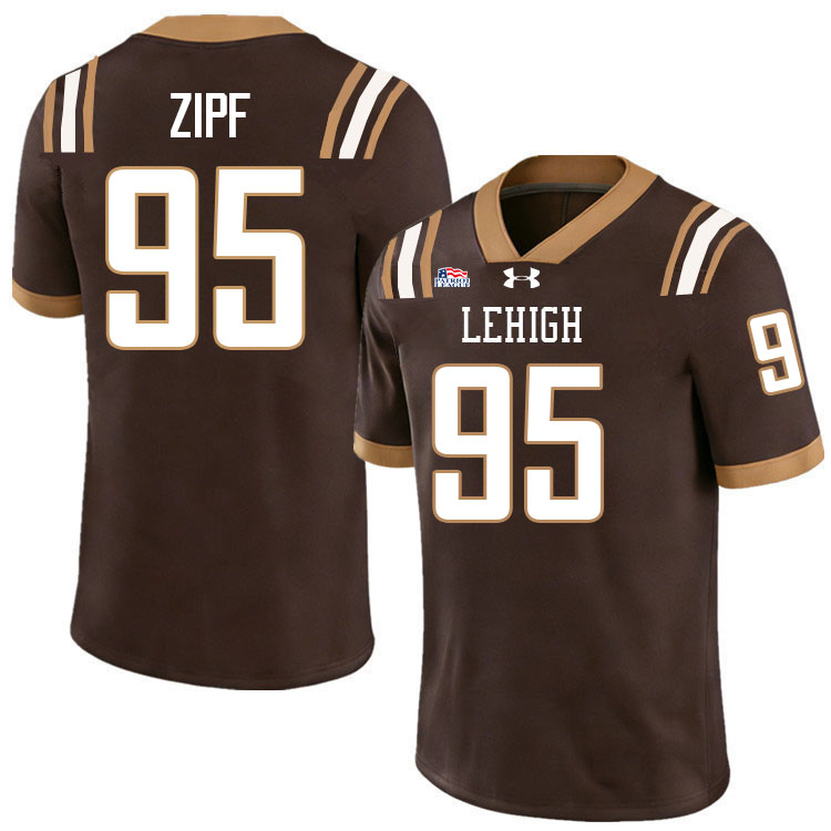 Lehigh Mountain Hawks #95 John Zipf College Football Jerseys,Uniforms-Brown